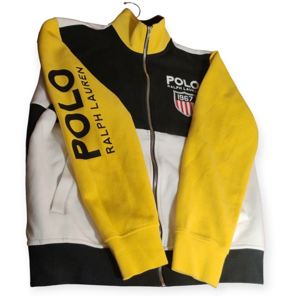 Polo Ralph Lauren Colorblock Jacket M Yellow Black White - Picture 6 of 13